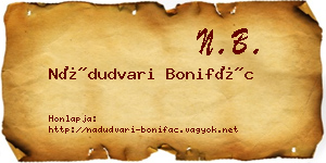 Nádudvari Bonifác névjegykártya
